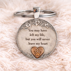 Never Leave My Heart Memorial Keychain